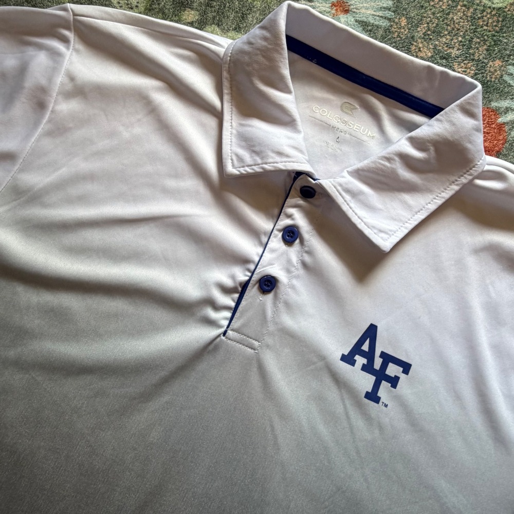 Colosseum‎ Mens Air Force Falcons Polo Shirt White Black Ombre Gradient Large